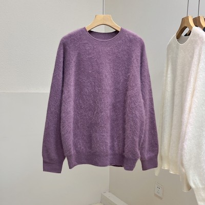 山羊绒羊毛拉绒~软糯亲肤圆领套头毛衣女秋冬新款针织衫保暖上衣