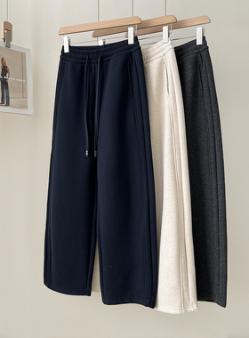 一条过冬！巨显瘦加绒羊毛休闲裤女宽松直筒阔腿裤冬加厚保暖长裤