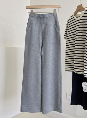 lu系裸感亲肤高腰休闲长裤空气棉直筒显瘦瑜伽裤垂顺宽松阔腿裤女