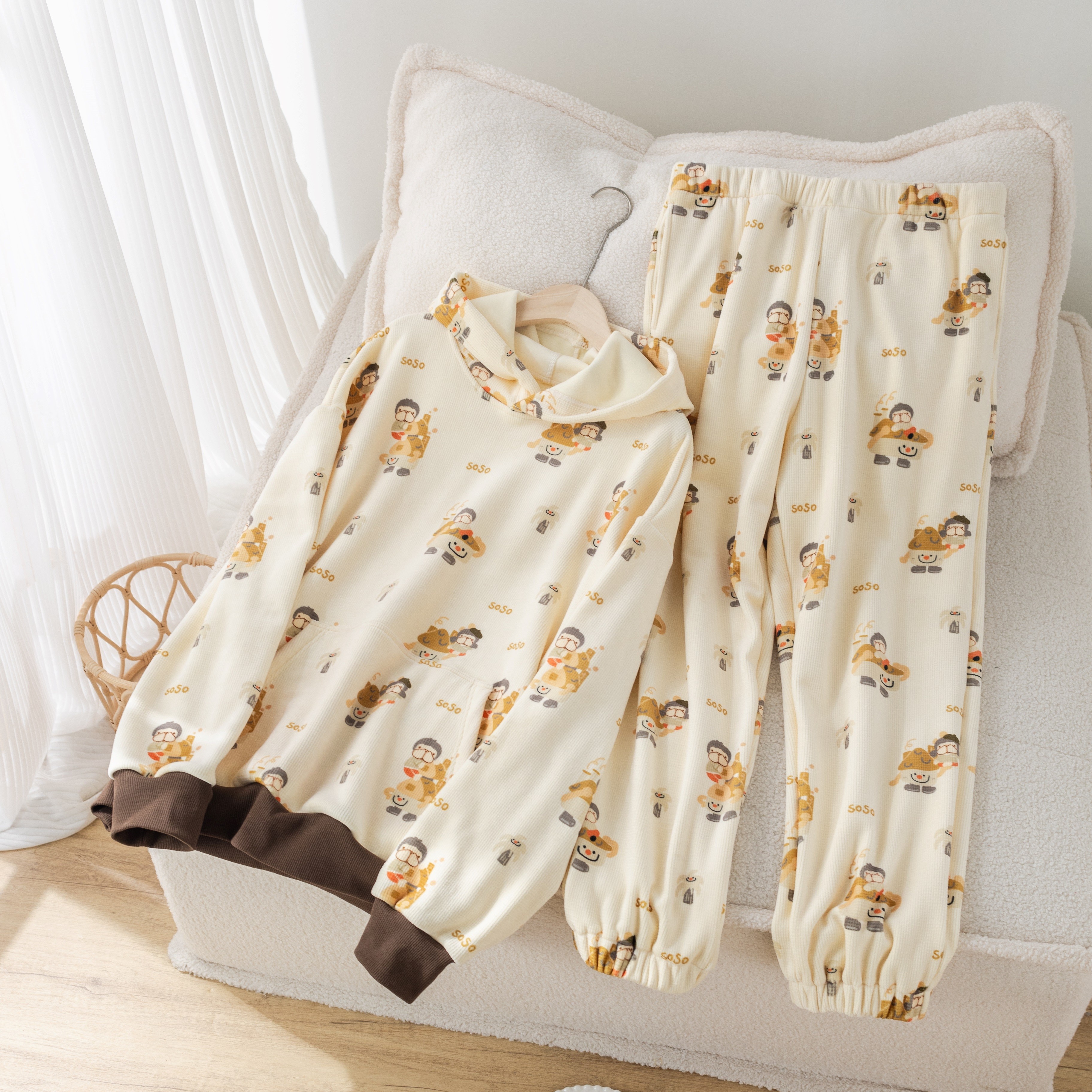 BooBoo布布纸样男士经典款式带帽卫衣卫裤套装40手工服装牛皮纸样