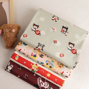 清仓2 BooBoo 纯棉薄纱卡 柔软衬衫连衣裙法斗印花卡通手工布料