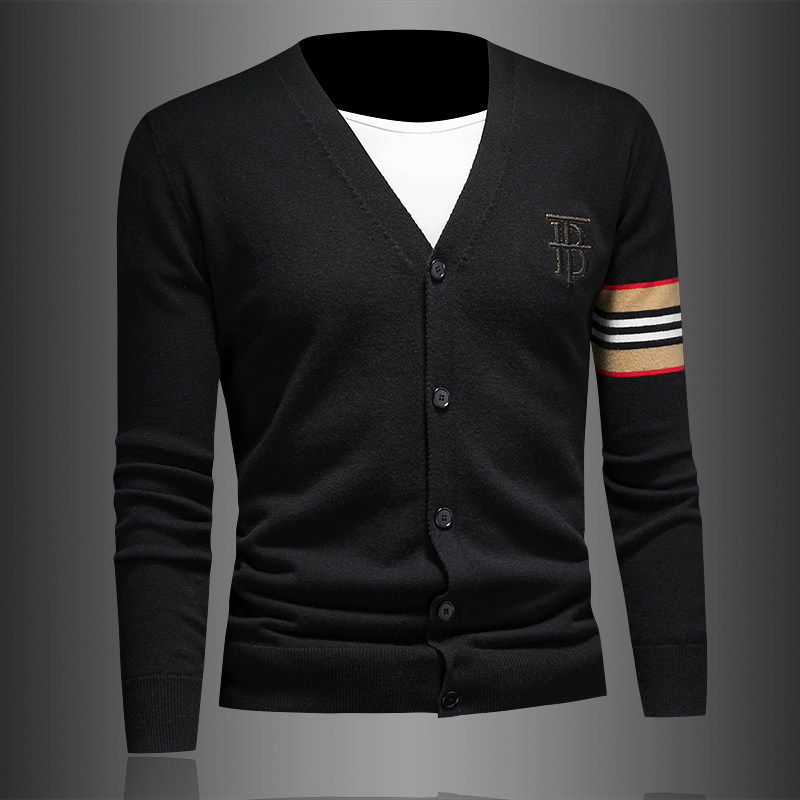 春秋2024羊毛开衫男V领针织衫毛衣外套潮时尚0137p155,男装针织衫/毛衣,电商D222