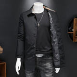 冬款2025中长款羽绒服新款男士90%白鸭绒外套翻领1101p265，男装羽绒服，电商D222