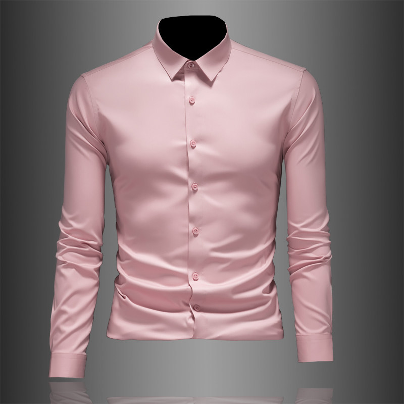 2026春秋长袖衬衫男纯色防污丝光四季穿打底衫13119/p100，男装衬衫，电商D222