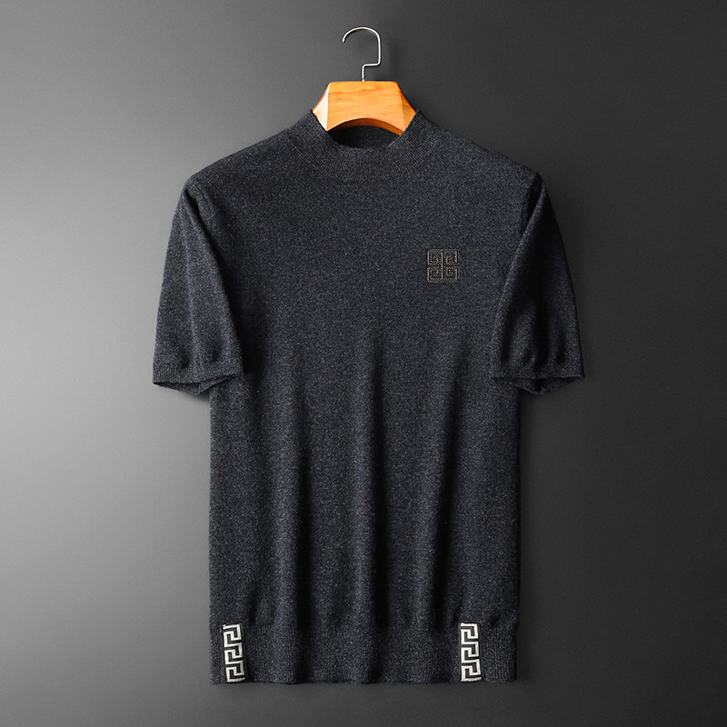 2026新款羊绒衫男短袖羊毛针织衫打底毛衣短T潮23301p215图片