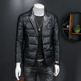 2025皮衣西装90白鸭绒羽绒服冬装加厚男装羽绒外套6606p285，男装羽绒服，电商D222