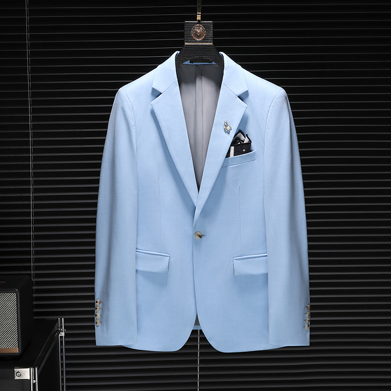 D222春秋新款蓝色小西装男休闲便西服四季外套1205-12P175，男装西服，电商D222