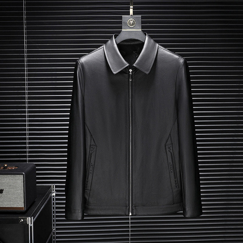 2026男装皮衣时尚百搭黑色拉链皮夹克2338p170，男装皮衣，电商D222