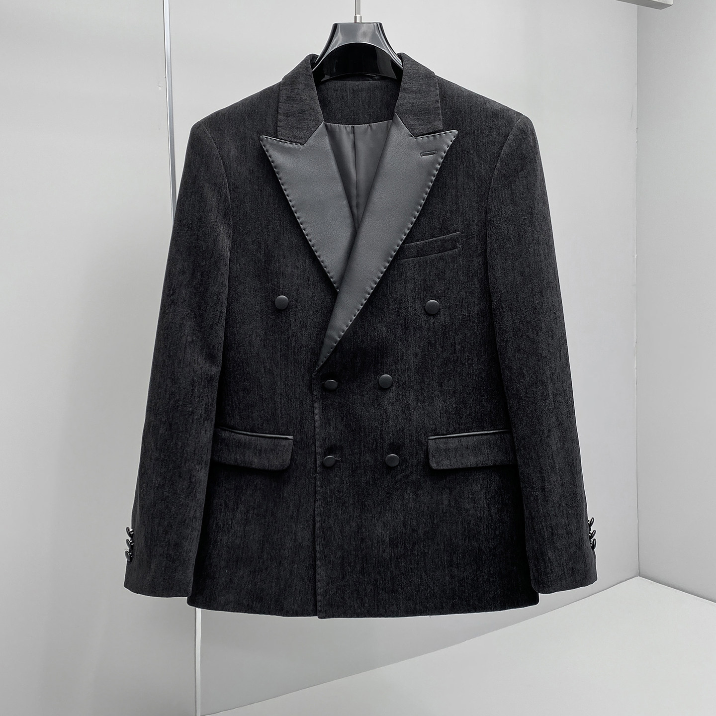 23695p180新款2026春秋季小西装拼皮料男韩版四季绒料便西装，男装西服，电商D222