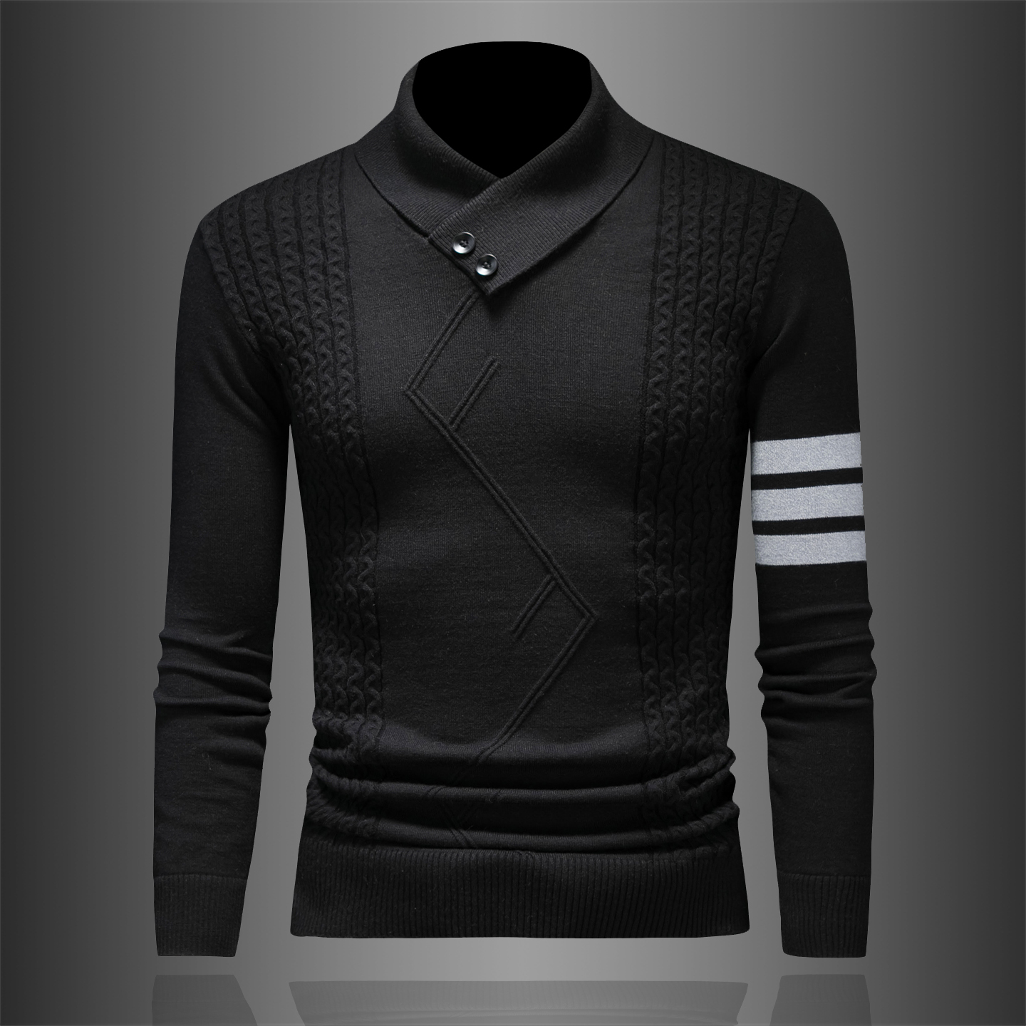2025冬季男羊毛v领纽扣羊毛衫加厚针织衫毛衣58566p135，男装针织衫/毛衣，电商D222
