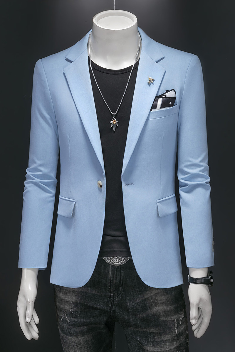 2026春秋新款蓝色小西装男休闲便西服四季外套1205-12P175,男装西服,电商D222