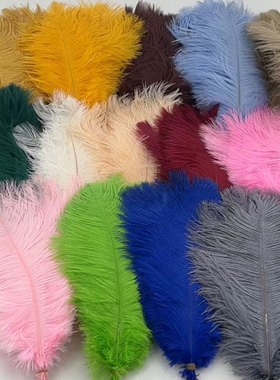 优质鸵鸟毛30-35cm白色婚庆羽毛摆件手捧花路引diy酒吧装饰