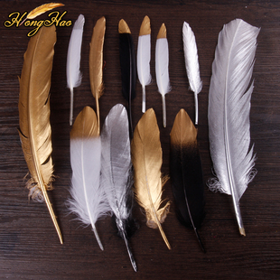 11款diy羽毛饰品配件鹅毛大飘婚礼喷金拍摄道具 银色金色羽毛
