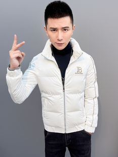 男装冬季棉服亮面防水加厚立领棉衣修身青年流行显瘦免烫男士棉袄