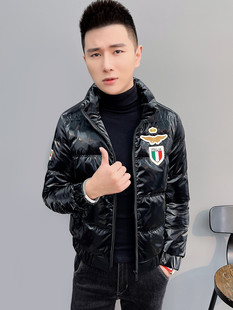 羽绒服男冬季新款韩版潮流加厚帅气青年短款棉服外套修身亮面棉服
