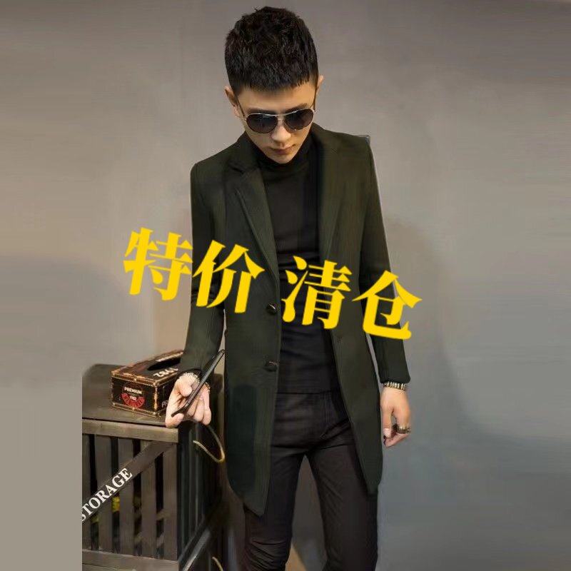 秋冬男士风衣中长款毛呢大衣潮牌痞帅青年韩版修身男呢子大衣外套