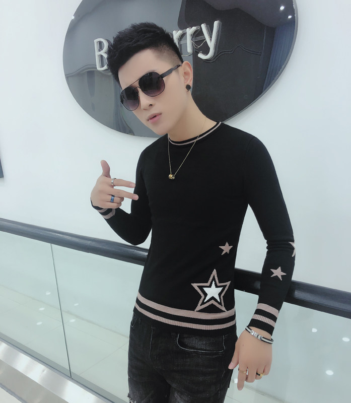 男士毛衣秋冬潮牌网红修身时尚长袖针织衫青年休闲痞帅套头打底衫,男装,针织衫/毛衣,淘宝优惠券,粉丝福利购,淘宝优惠卷