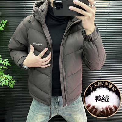 潮牌时尚简约连帽短款羽绒服外套