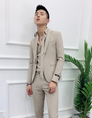 三件套男英伦修身 西服套装 男高级感网红西装 潮流痞帅西服休闲结婚