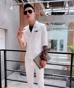Mùa hè bảy điểm tay áo trắng phù hợp với nam Slim phiên bản Hàn Quốc của nhà tạo mẫu thanh niên Anh đêm trong tay áo phù hợp với thủy triều - Suit phù hợp