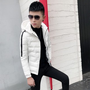 休闲男装棉衣外套2024冬季潮牌精神小伙修身棉服青年短款连帽棉袄