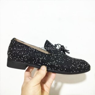 奢侈品牌同款亮片拼水钻特材料一脚蹬欧美风乐福男鞋扣婚宴吸烟鞋
