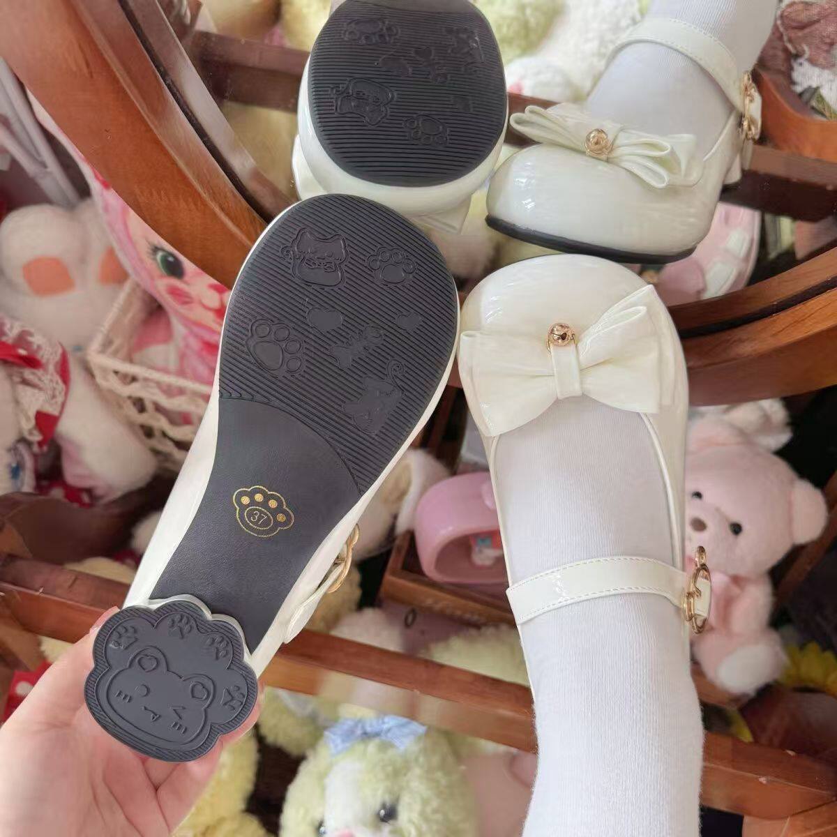 鞋星与风铃可爱doll感中跟蕾丝花边甜美玛丽珍猫爪lo鞋小兔图片