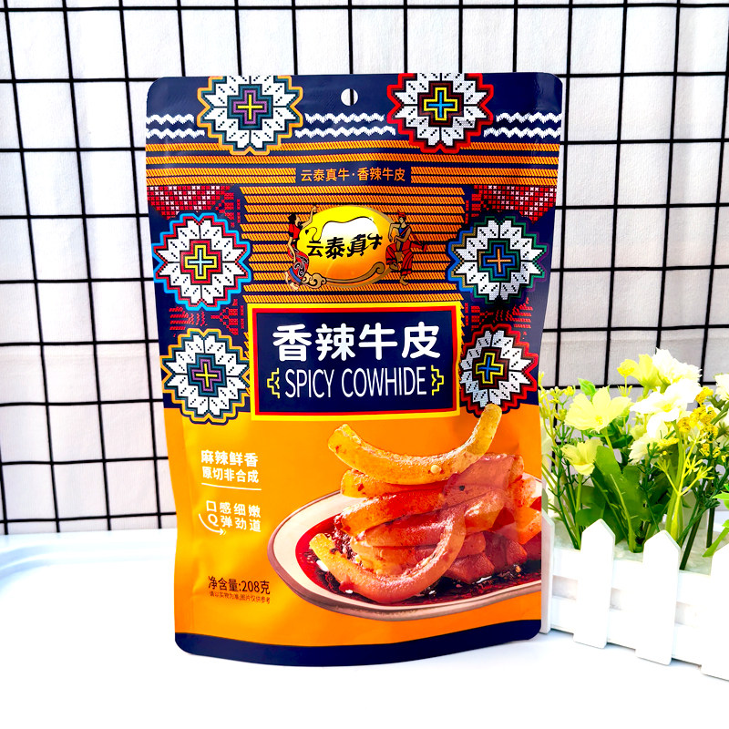 云南特产真牛佤味香辣牛皮208g图片