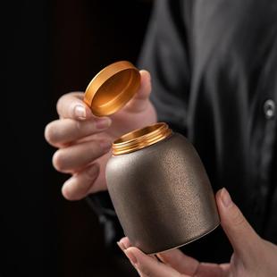 青瓷金属盖茶仓无胶环保罐窑变茶叶密封罐 陶瓷大号家用茶叶罐日式