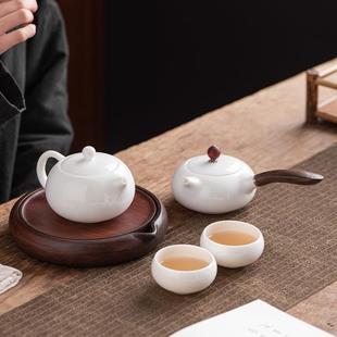 德化羊脂玉茶壶泡茶器三财盖碗泡茶壶功夫茶具壶陶瓷单壶高端玉瓷