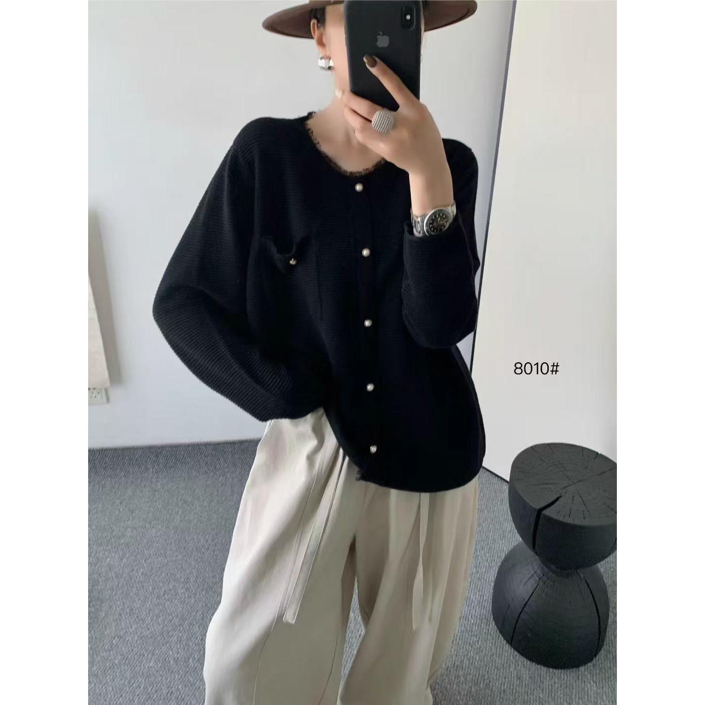 小香风圆领流苏套头针织衫大码女装2025秋季新品外穿薄款毛衣8010