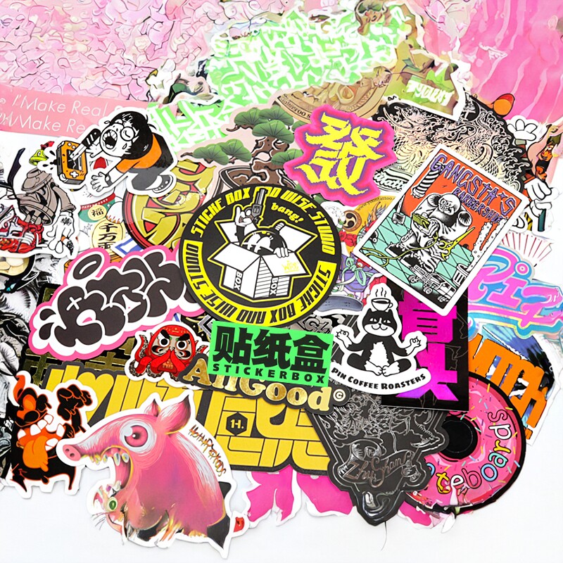 不干胶贴纸潮牌logo定制异形潮流个性防水PVC烫金商标卡头包装