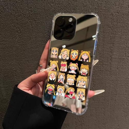 表情包美少女华为P80pro手机壳适用苹果17promax镜面一加13荣耀OPPOReno16美少女战士小米k80vivos50高级感