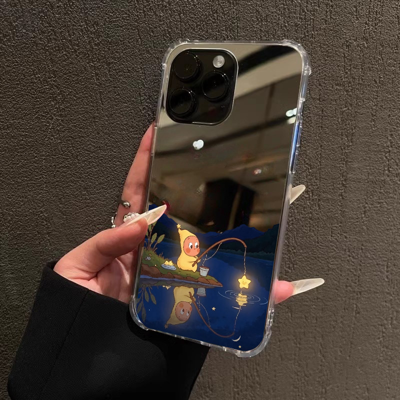 夜钓星星人适用苹果17promax镜面一加15手机壳华为P70pro荣耀50发财OPPOReno14小米15暴富vivox90夜景三星s26
