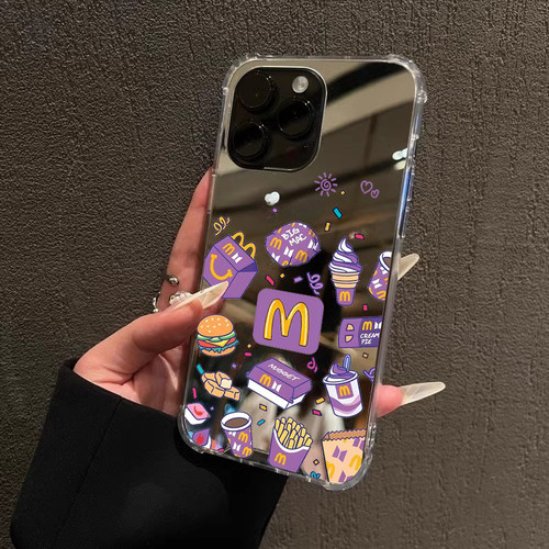 黄金万两薯条镜面手机壳适用iPhone16情侣款17promax一加ACE3华为P70荣耀Mate60苹果15OPPOReno14小米VIVOs20