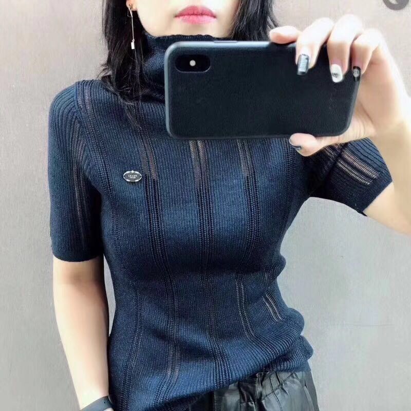 欧洲站24衣唯硕82275秋新款高领短袖针织打底衫金线女长袖82276