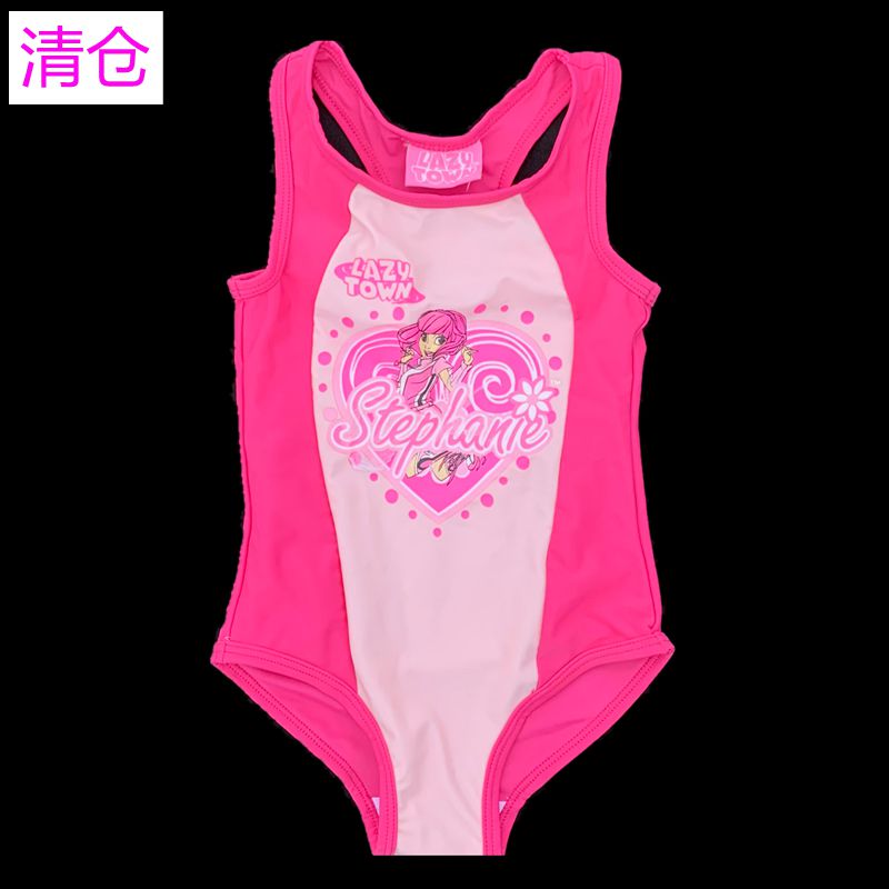 泳衣清仓欧美LazyTown卡通连体游泳衣女童泳装戏水幼儿舞蹈练功服