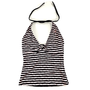 分体游泳衣挂脖上衣吊带女泳装 条纹外贸余单海边沙滩度假泡汤 时尚