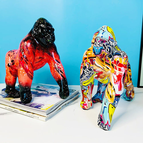 跨境新品火焰猩猩树脂工艺品摆件家居客厅电视柜展厅桌面装饰礼物