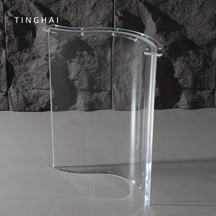 亚克力桌腿定制透明餐桌支撑腿茶几悬浮吧台支架岩板岛台圆柱桌脚