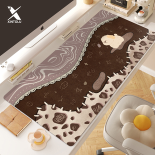 可爱小狗鼠标垫超大女复古ins涂鸦办公桌垫电竞宿舍滑鼠垫子防滑