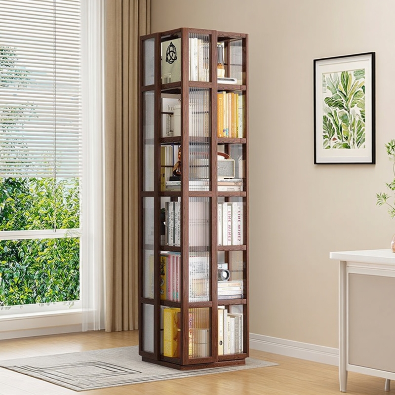 旋转书架360度儿童书柜一体靠墙家用客厅简易多层收纳落地置物架