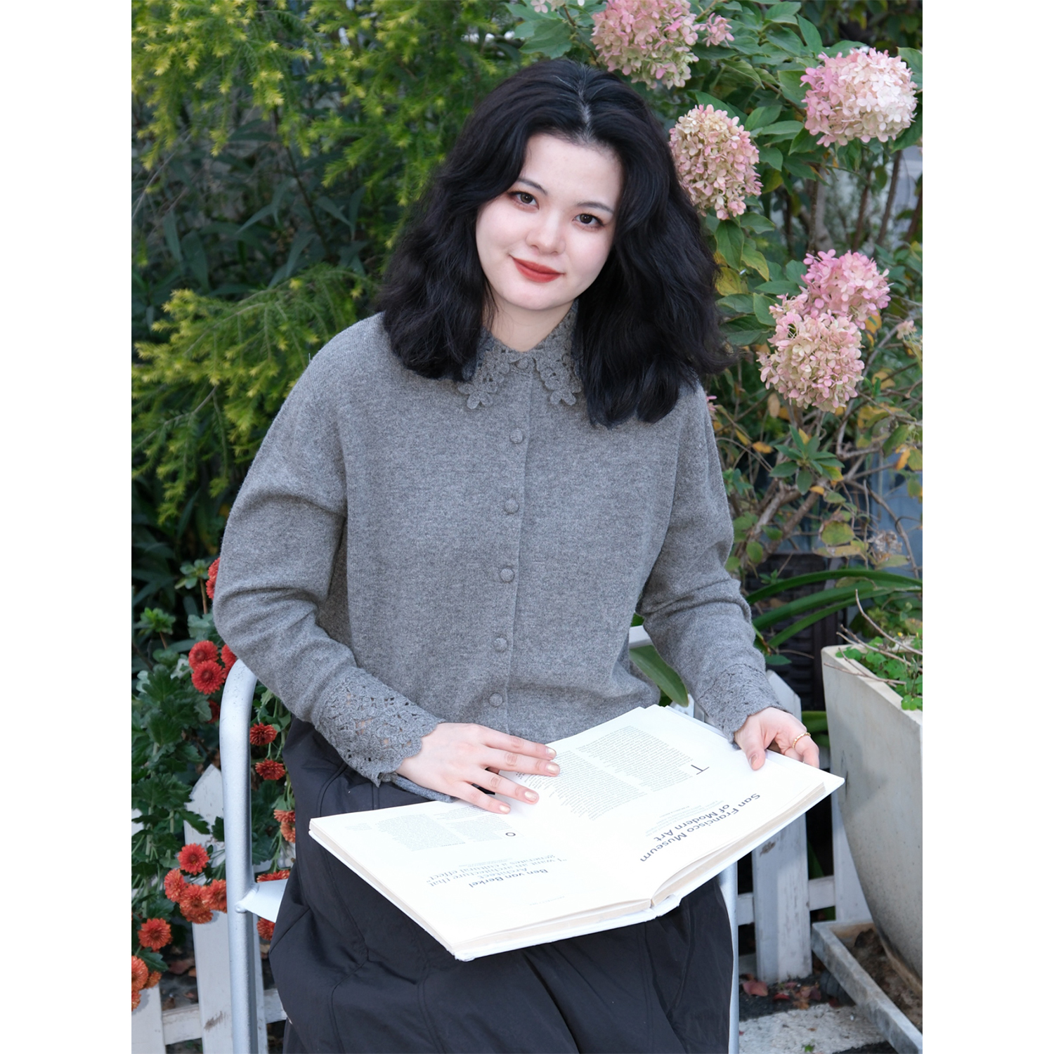 山羊绒羊毛通勤镂空百搭针织衫