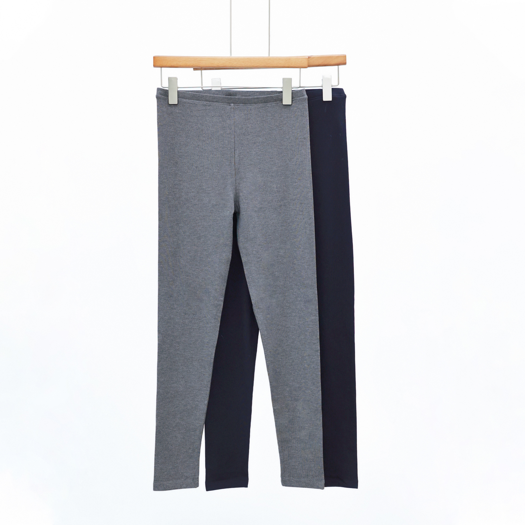 自然而蓝简约黑灰薄款紧身打底裤