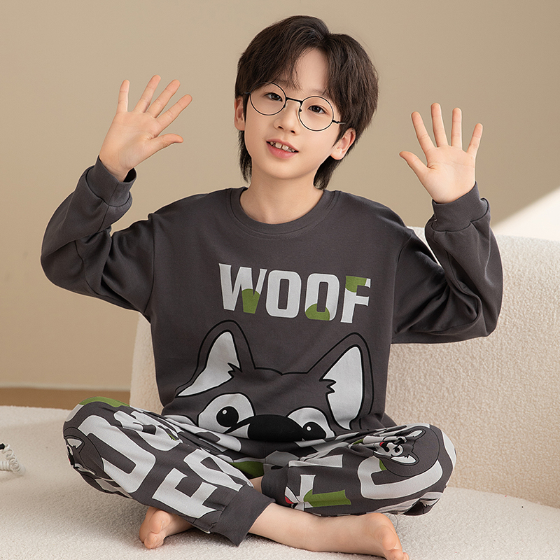 胖儿童睡衣男童长袖纯棉加肥加大春秋季男孩大童青少年学生家居服