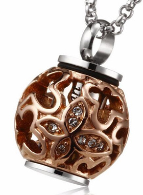 蝴蝶香水瓶钛钢镶钻骨灰盒吊坠