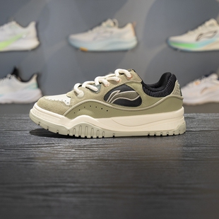 李宁布欧休闲鞋男子2025冬季新款低帮复古舒适软弹板鞋AGCV463