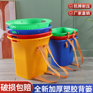 加厚塑料背篓加大号仿竹编背篓赶集买菜装水果莲蓬背粮食不漏水