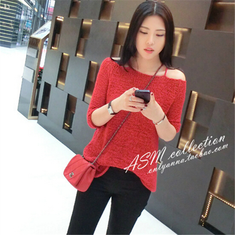 2021新款小衫镂空一字露肩吊带上衣罩衫女夏季宽松外穿针织衫薄款