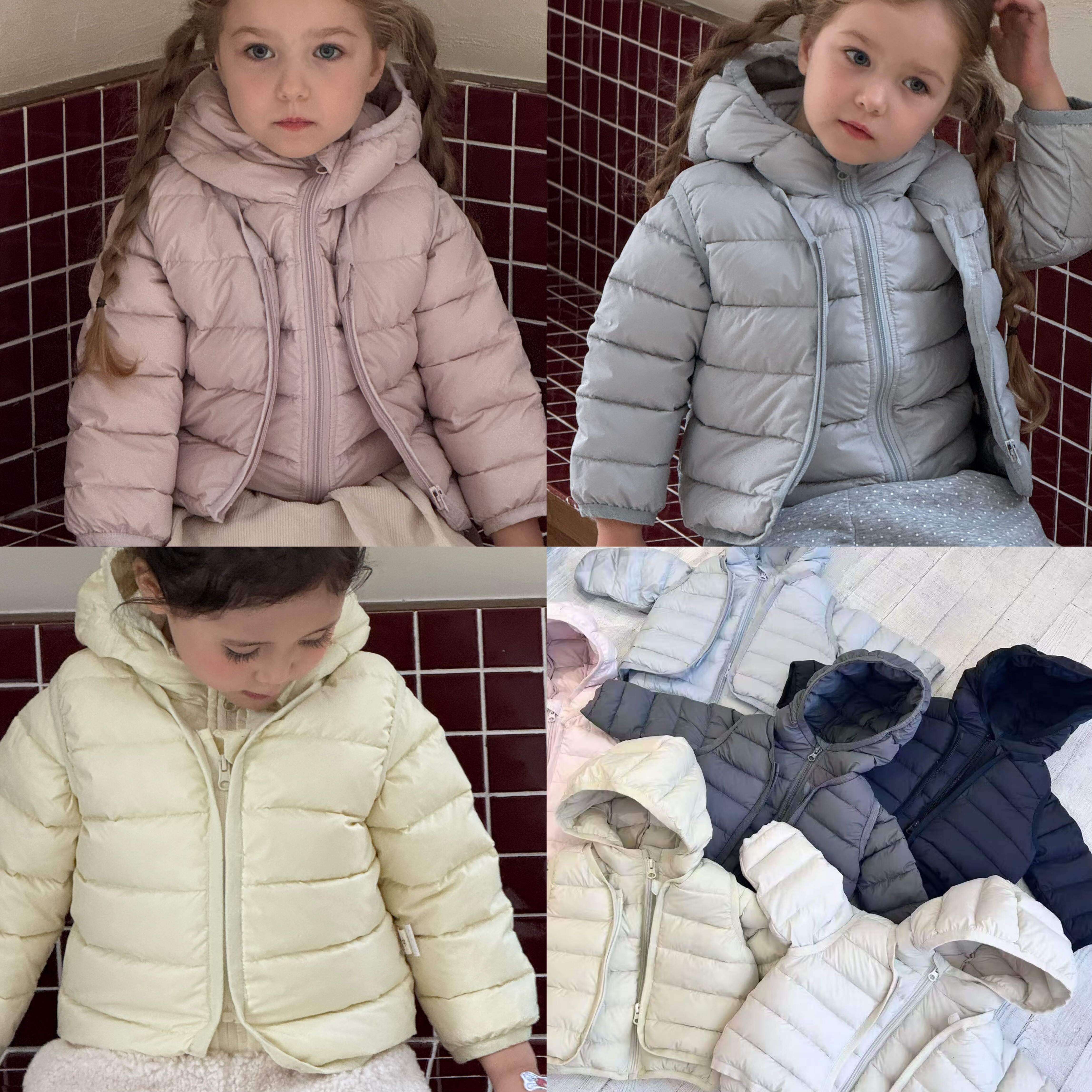 小鹿慕水 25冬 (90白鹅绒 三防面料) 男女童连帽羽绒+马甲两件套